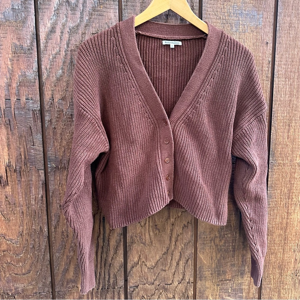 Reformation Cotton Cropped Cardigan